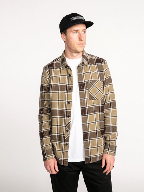 Volcom Caden Plaid Long Sleeve Flannel Kaki | IAW-741859