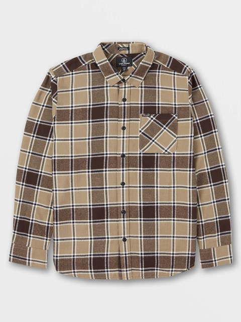 Volcom Caden Plaid Long Sleeve Flannel Kaki | QML-140265