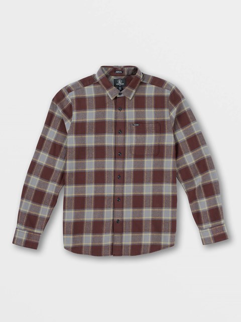 Volcom Caden Plaid Long Sleeve Flannel Mahogany | CXK-468091