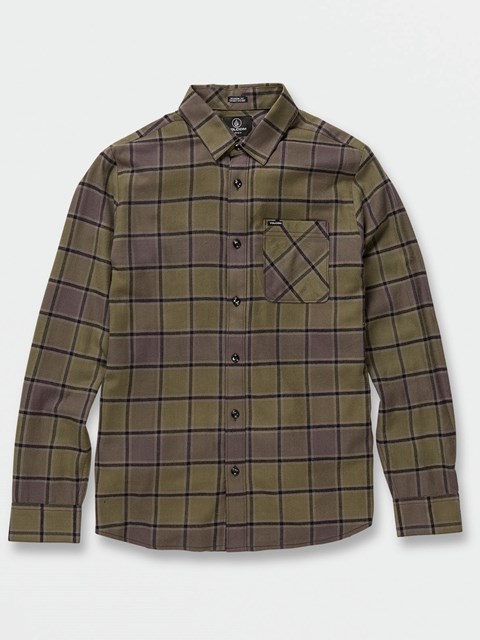 Volcom Caden Plaid Long Sleeve Flannel Military | PYH-135298