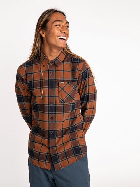 Volcom Caden Plaid Long Sleeve Flannel Mocha | QCZ-172946