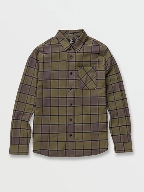 Volcom Caden Plaid Long Sleeve Flannel Military | RQX-814290