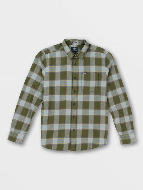 Volcom Caden Plaid Long Sleeve Flannel Military | TJE-063298