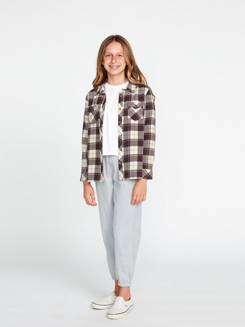Volcom Getting Rad Plaid Long Sleeve Flannel Espresso | JIA-358412