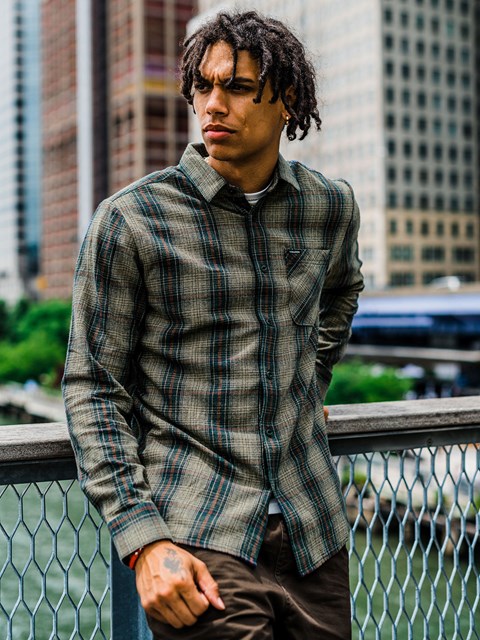 Volcom Heavy Twills Flannel Long Sleeve Shirt Kaki | OTA-398271