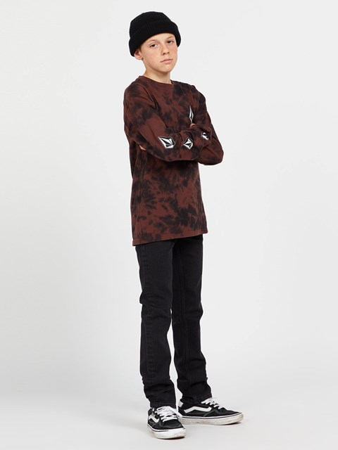 Volcom Iconic Stone Dye Long Sleeve Tee Mahogany | DBR-123684