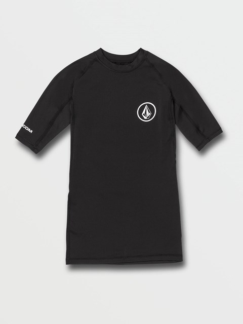 Volcom Lido Solid Corta Sleeve UPF 50 Rashguard Negros | YFZ-597216