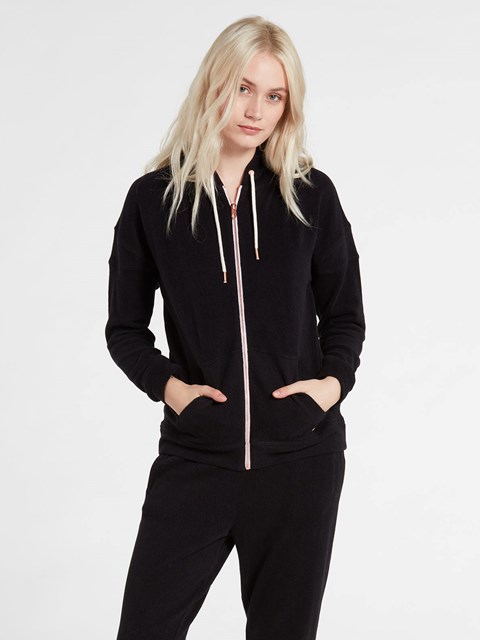 Volcom Lived In Lounge Zip Hoodie Negros | RSZ-692085