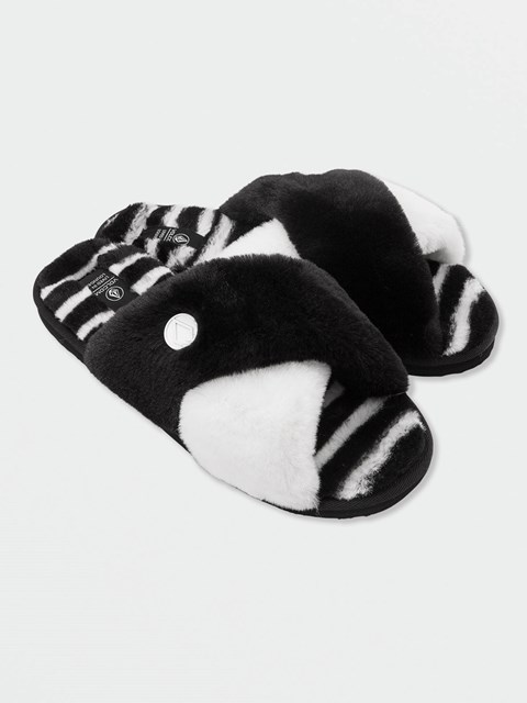 Volcom Lived in Lounge Slip Sandal Negros Blancos | LOD-985612