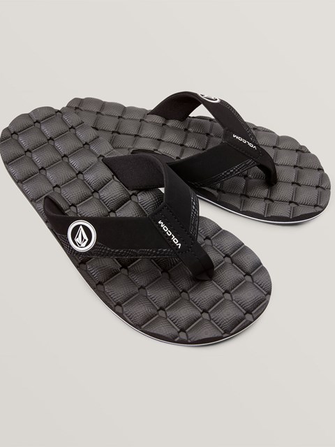 Volcom Men's Foam Black & White Flip-Flops Negros Blancos | QAO-386509