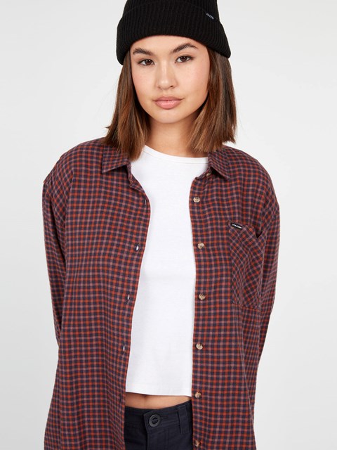 Volcom Plaid To Meet U Long Sleeve Flannel Azules | HRT-820691