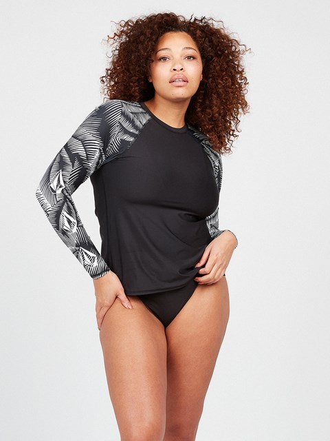 Volcom Stay or Leaf Long Sleeve UPF 50 Plus Size Rashguard Negros | ALJ-175096