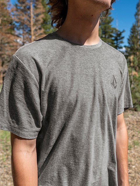 Volcom Stone Tech Corta Sleeve Tee Charcoal Heather | ZFB-469723