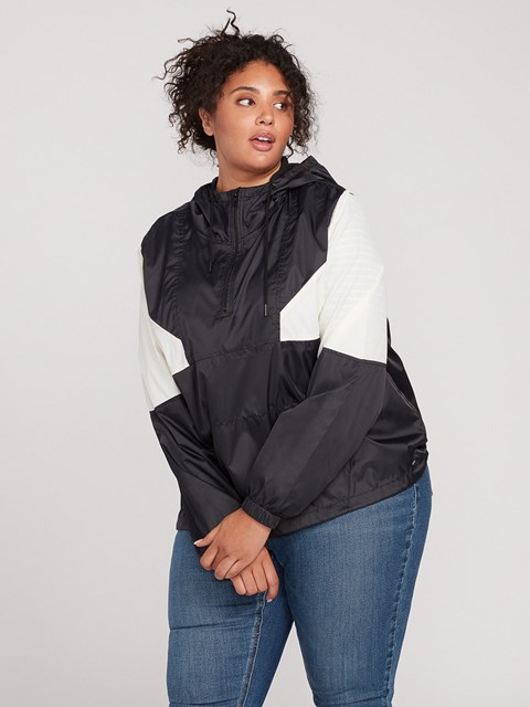 Volcom Viento Stoned Windbreaker Plus Size Negros Blancos | OHJ-803796